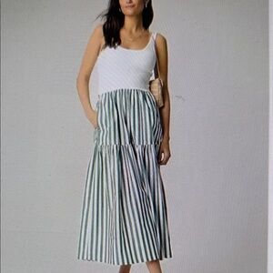 NWT J Crew White Tank Tiered Maxi Dress in Fern Canyon Spring Vacation Resort XL